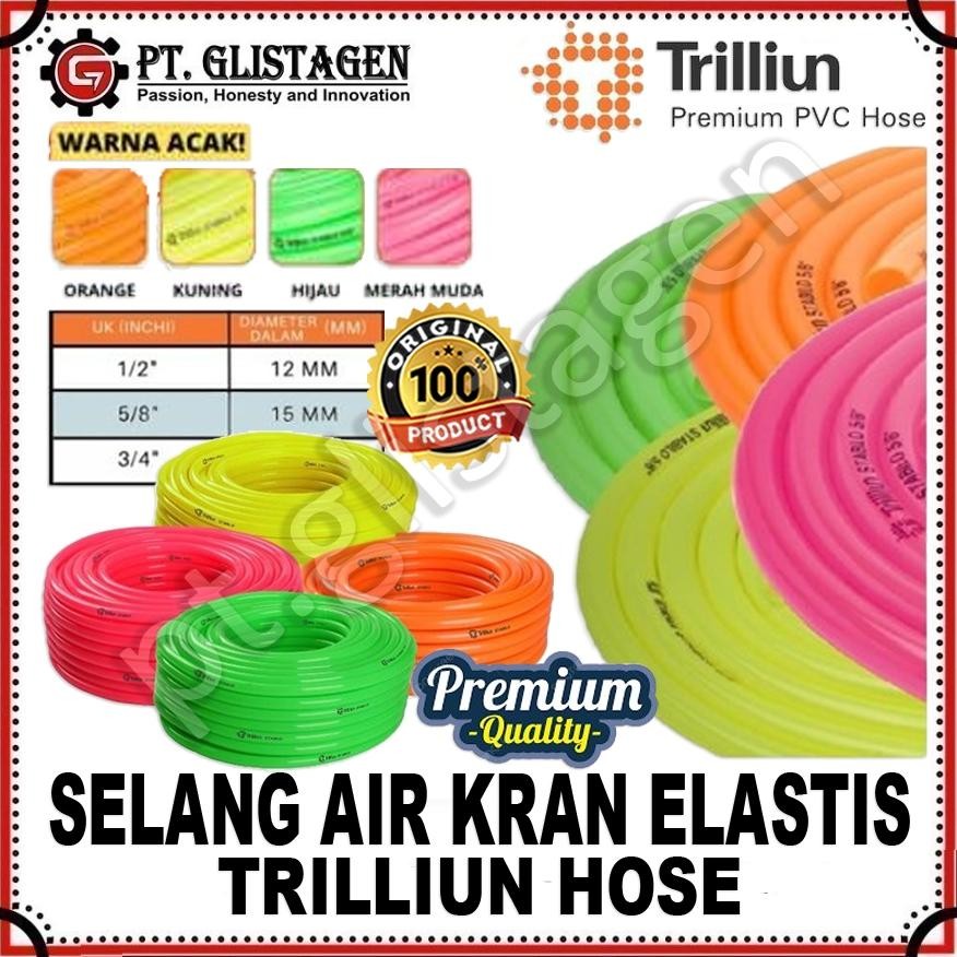 TRILLIUN Selang Kran Air Elastis Stabilo PVC 5/8" Inch 30Meter Selang Air Elastis Stabilo PVC 5/8 In