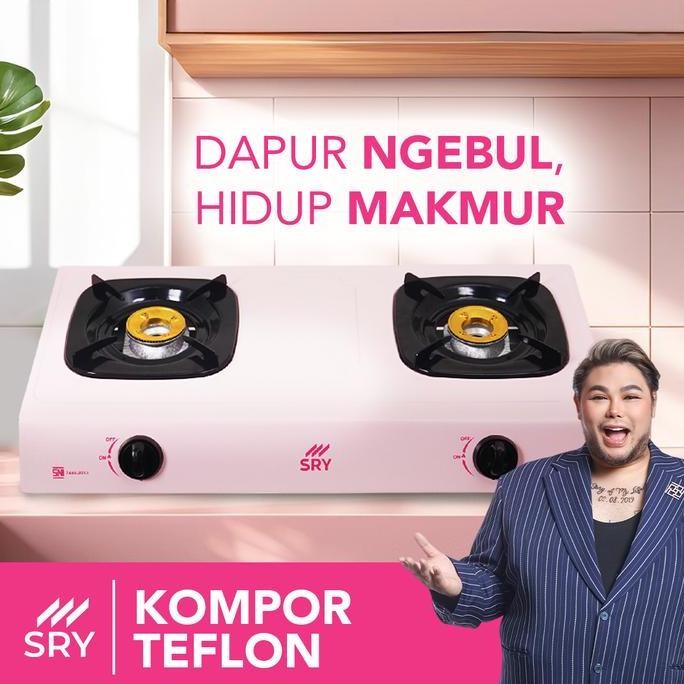 Kompor Gas SRY 2 Tungku Pastel | Kompor Teflon | Kompor 2 Tungku | Kompor Dapur Modern | Kompor Past