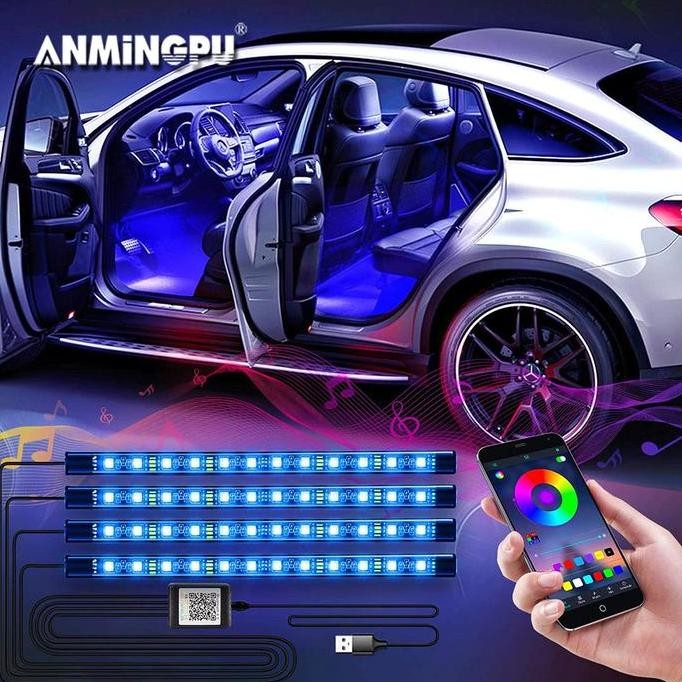 Lampu LED Strip Kolong Dashboard Mobil RGB Light LED USB Remote