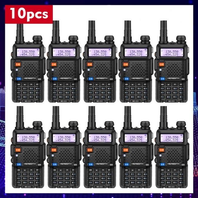 (COD) HT 10PCS UV5R MERODITH Walkie Talkie Dual Band 128CH UHF+VHF handy talkie luar ruangan Jarak J