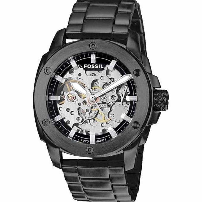 Jam tangan pria fossil otomatis transparan fossil skeleton LA