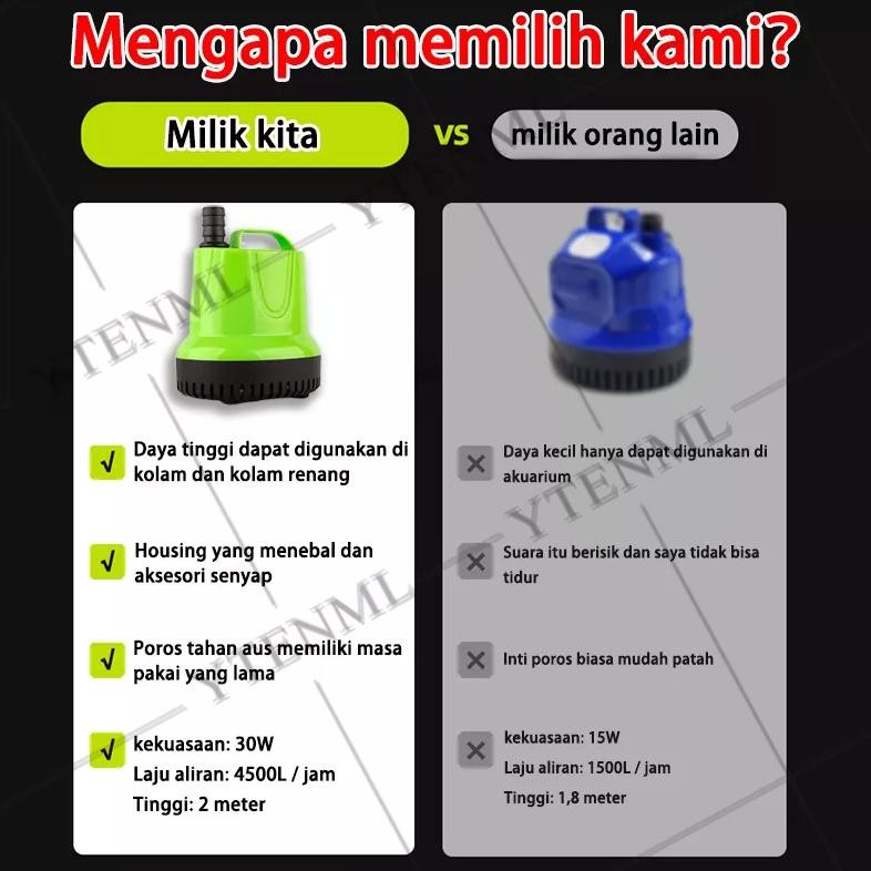 Racun Shopee Wdr-75 9600L/H Daya Hisap Tinggi 25W-125W Pompa Air Celup Aquarium Kolam Ikan Submersib