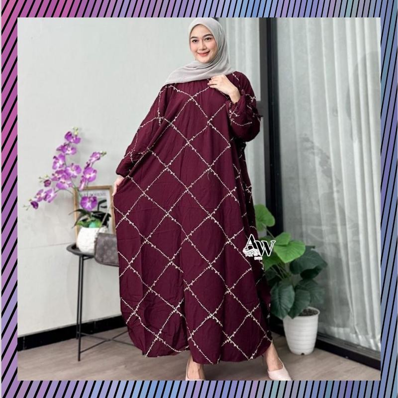 Promo Daily Kaftan Rayon Premium by Batik A W Home Dress Kaftan Simple Jumbo Ld 170 cm Busui Daster 