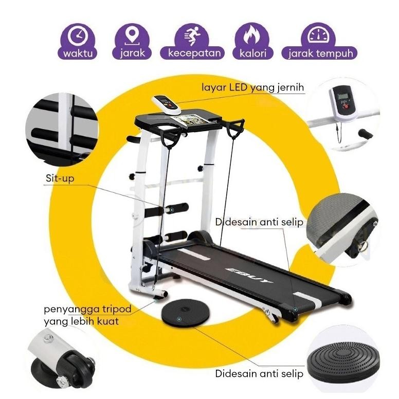 Treadmill Manual Multifungsi Alat Olahraga Treadmill Olahraga Bluetooth Gym Treadmill