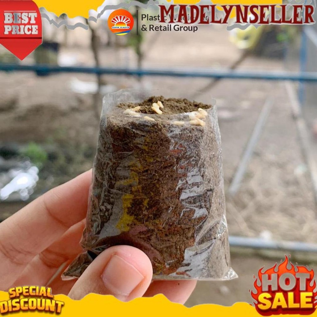 Diskon Polybag semai 6x7 plastik semai/polybag benih 1ikat= 1000pcs Polybag cabai