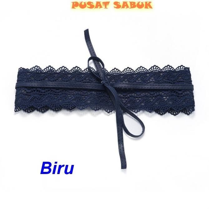 Gesper Cewek Ikat Tali Pinggang Sabuk Obi Belt Wanita Fashion Korea Impor Kain Kepang Hitam Karet