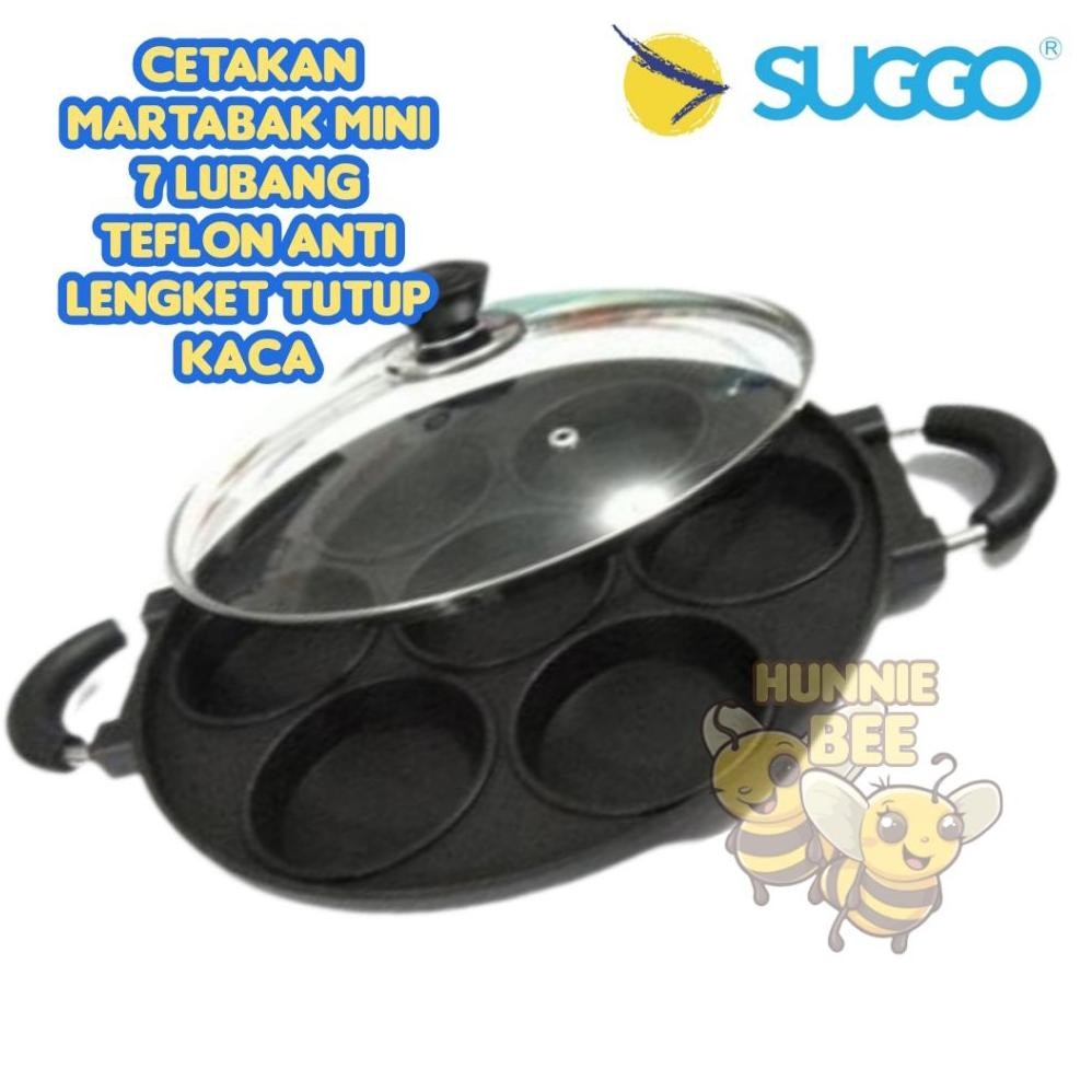 Cetakan Martabak Mini 7 Lubang Teflon Anti Lengket Tutup Kaca