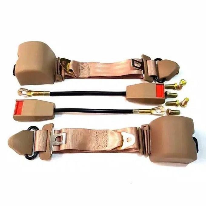 Safety Belt Otomatis Mobil - Seatbelt Sabuk Pengaman Mobil Otomatis Krem / Coklat