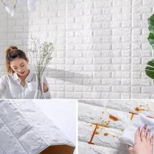 Wallpaper Dinding Kamar (BISA COD) Ukuran 70x77cm TERMURAH Wallpaper Dinding Stiker Brick Foam / Sti
