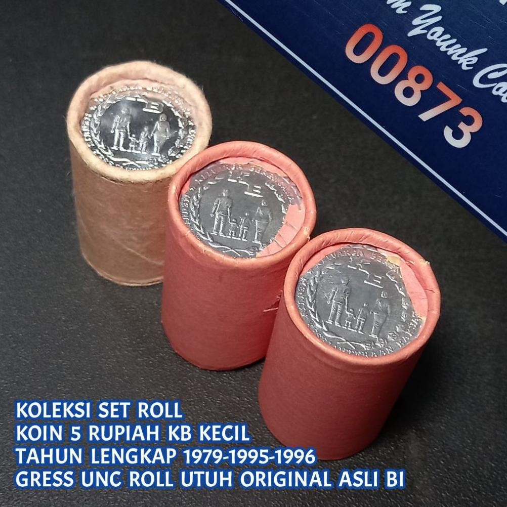 UKI033Coin Set Roll Thn Lengkap 5 Rupiah KB Kecil 197919951996 Total 3 Roll All Gress Unc Orinal Asl