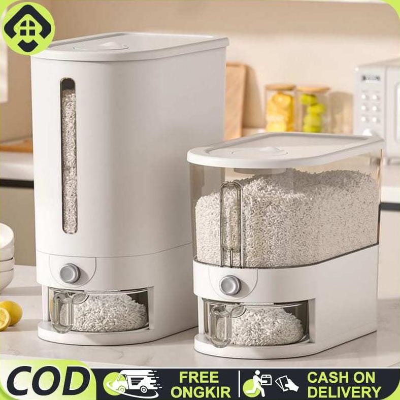 SALVO 6/12KG Dispenser Beras Otomasi Anti Kutu 15KG/25KG Tempat Penyimpanan Beras GRATIS