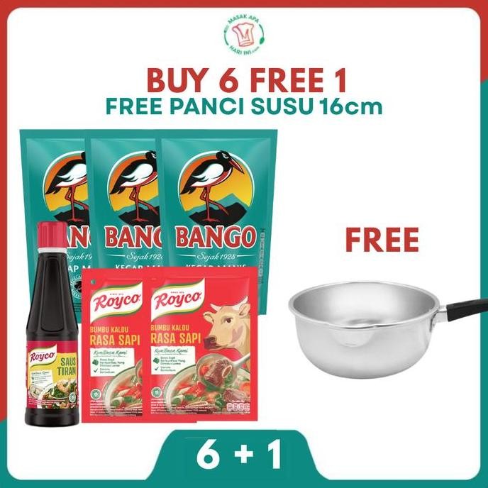 

Sale [Free Panci] Buy 3 Bango Kecap Manis Kemasan Pouch Refill 700G + 2 Royco Kaldu Sapi 220G + Royco Saus Tiram 135Ml