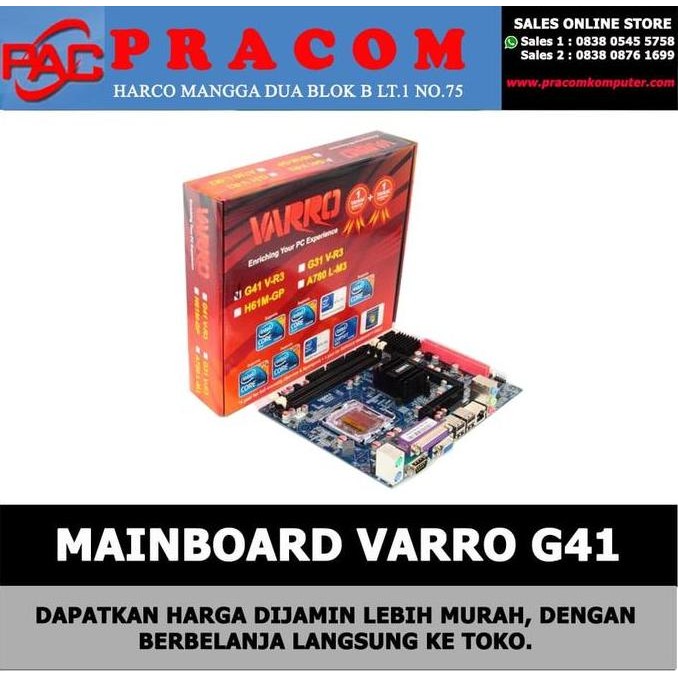 VARRO TECHNOLOGY MOTHERBOARD G41V-R3 MAINBOARD VARRO G41 SOKET LGA 775 NVME DDR3 8GB VGA & LAN INTEG
