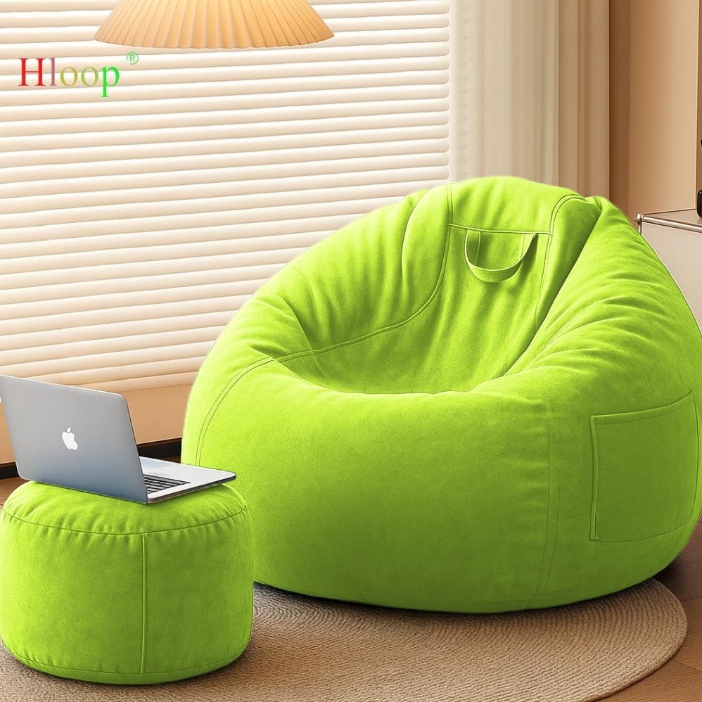 Hloop Bean Bag Aesthetic Round Comfy Polyester Sofa 2in1 Sofa/Kursi Ruang Tamu