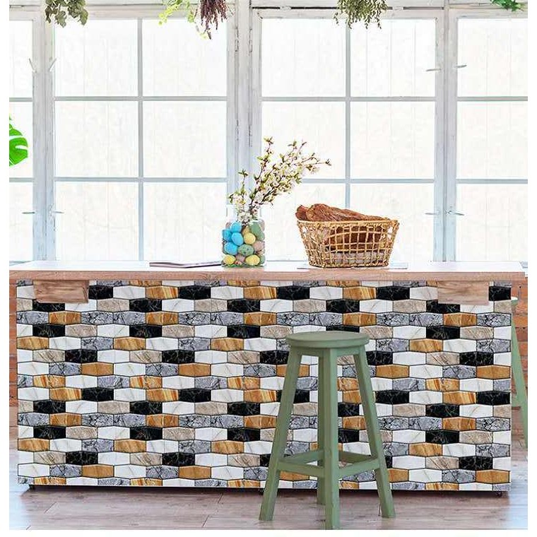 Wallpaper Dinding 2 Roll Gratis 1 Roll Motif Batu Bata 3D