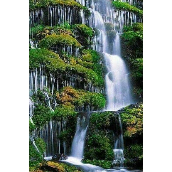 HIASAN LUKISAN CETAK JUMBO LINK LUNG99 PEMANDANGAN ALAM ASRI/POSTER AIR TERJUN / Ukuran50X100 cm/ Pr