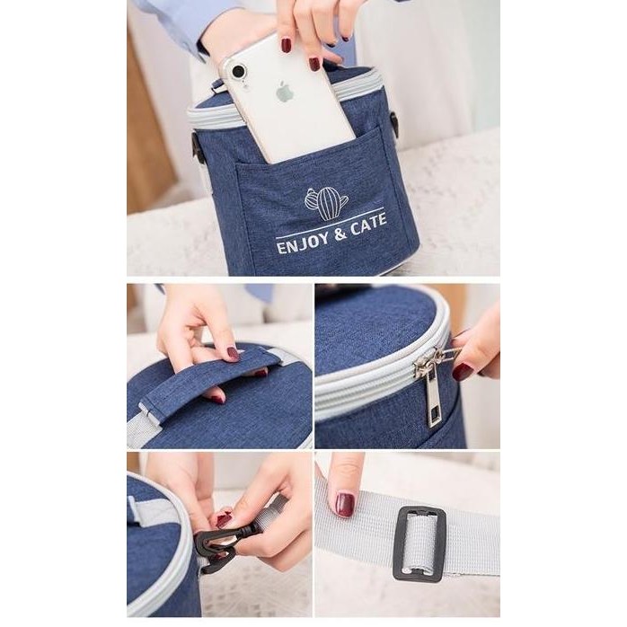 (Best) Tas Kotak Bekal Rantang 3 Susun Model Bulat Tas Bekal Lauch Bag