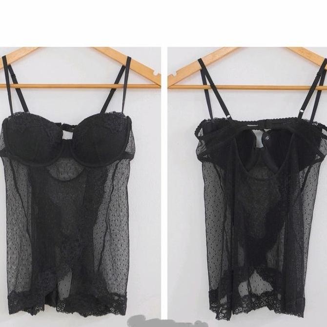 H&M Black Sexy LINGERI DRESS TIDUR BRA (LASENZA VICTORIA SECRET VS HNM