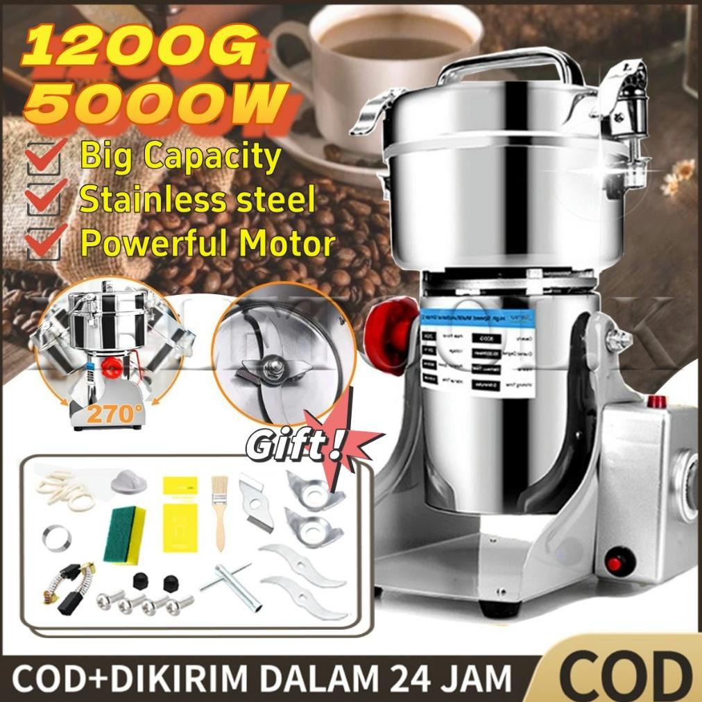 1200G mesin penggiling bumbu kering  mesin giling tepung listrik  grinder biji bijian penggiling rem