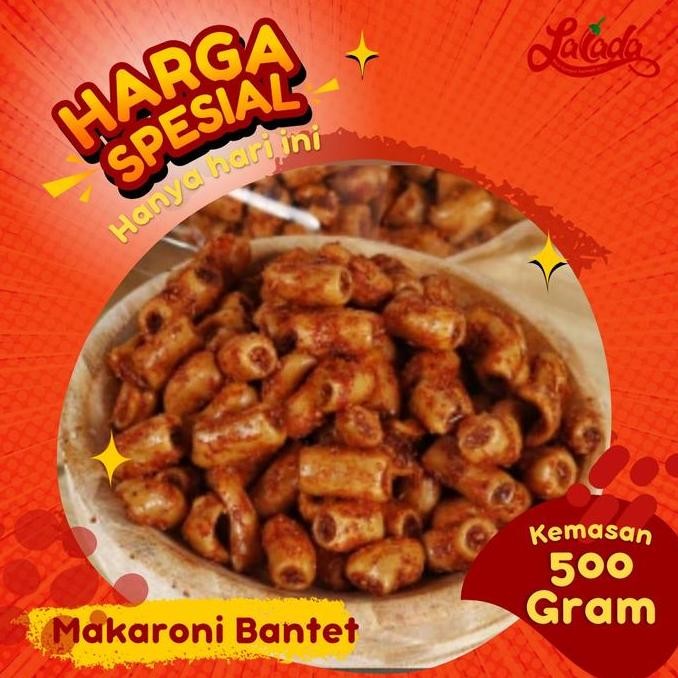 New 500 GRAM - MAKARONI BANTET LALADA  Cemilan Pedas
