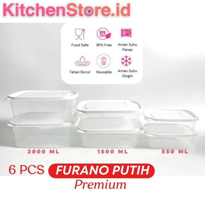 (Best) TOPLES PLASTIK KOTAK PUTIH FOOD CONTAINER KULKAS SET WADAH PENYIMPANAN