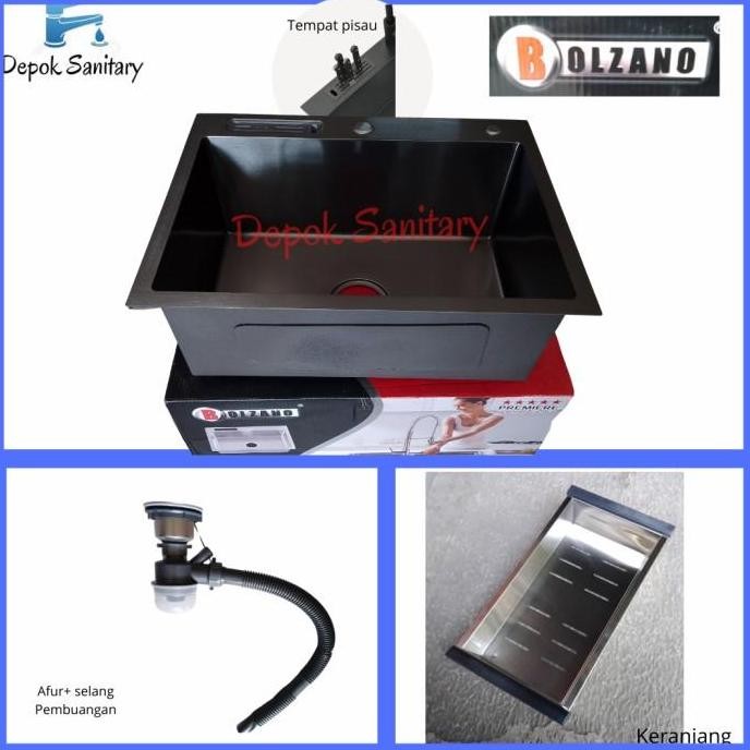 (Best) Kitchen sink black hitam 6045 bolzano stainless sus 304 / kitchen sink
