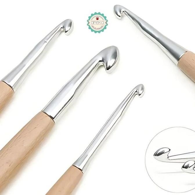 ------] KATALOG - Hakpen Handle Kayu / Alat Rajut / Crochet Solid Wood Hook Needles