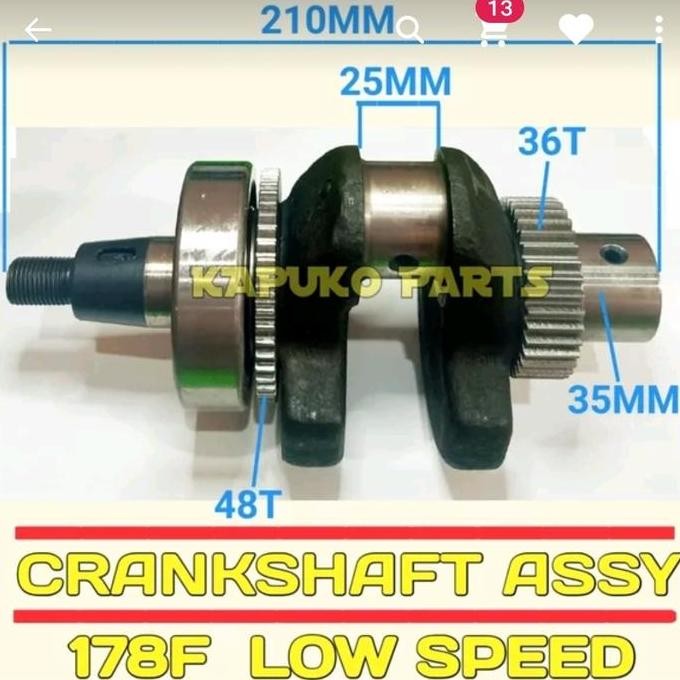 Ready stock] Crankshaft - Kuras Kruk As Engine Diesel Solar 178 178F 178F Putaran Lambat Kipor Krisb