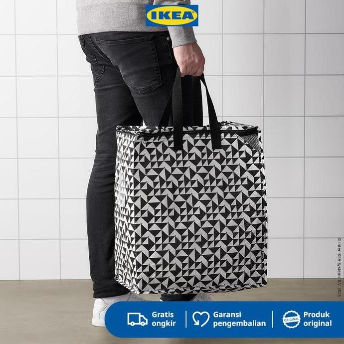 Ikea Knalla Tas / Kantong Serbaguna Hitam/Putih 40X25X47 Cm/47L