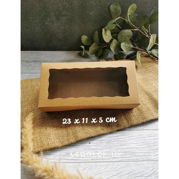 (10 Pcs) Cb231105 - Kraft Box Mika Brownies Dus Cake Kue Tebal 23X11X5