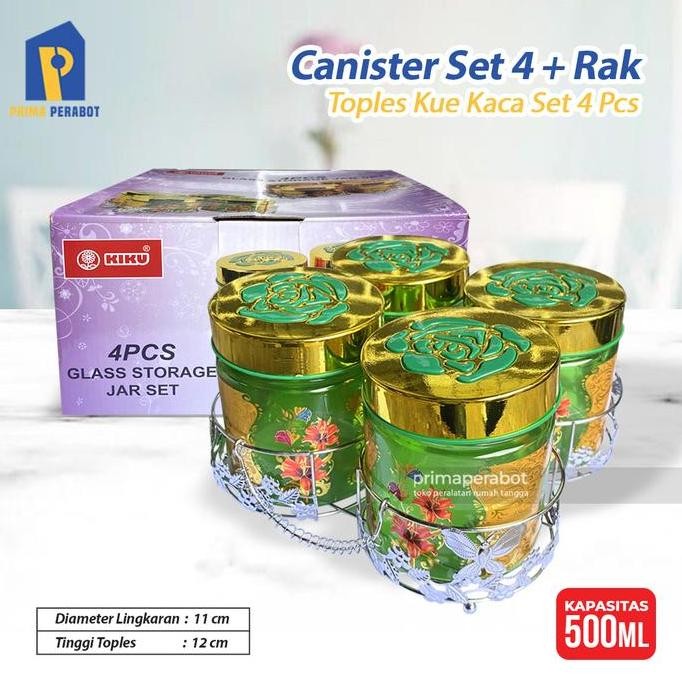 Toples Kue Set 4 Pcs Toples Kaca Serbaguna Glass Canister Set