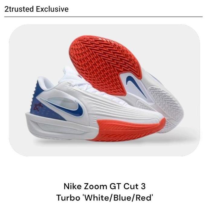New  Nike Zoom GT Cut 3 Turbo 'White/Blue/Red' mens Trusted Basket