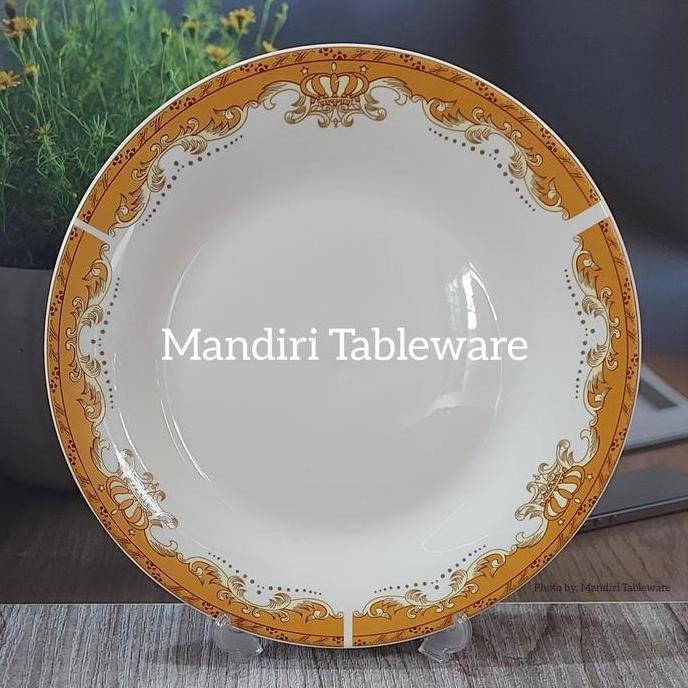 1 Pcs Piring Makan Ceper Keramik 10,5 Inch | Motif Mahkota