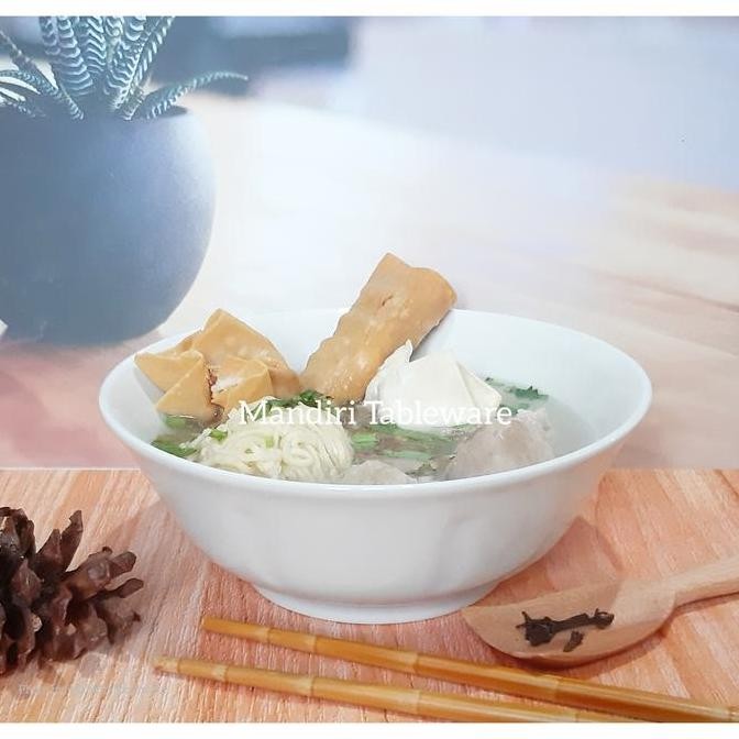 Mangkok Bakso Keramik Putih Polos / Ukuran 7 Inch