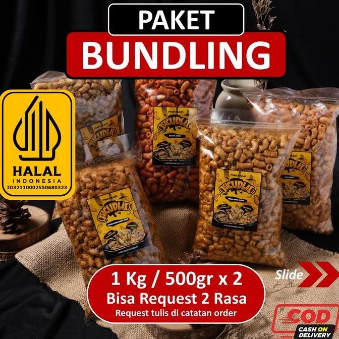 

New PAKET BUNDLING 1 KILO Makaroni Bantet SICUDLA 500gr x 2 [Bisa Request Rasa] Food Snack