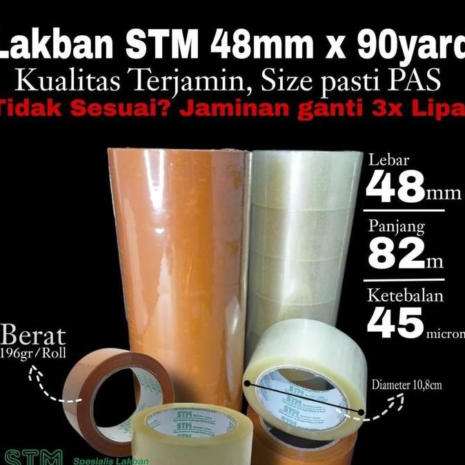 

Lakban Stm Coklat/Bening 48Mm X 90Yard (82 Meter) - Per Slop Isi 6 Rol