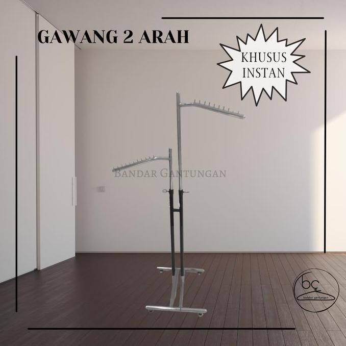 Gawang Baju 2 Arah Display Standing Hanger Baju Besi Gawangan Baju Besi 2 Arah - Bh