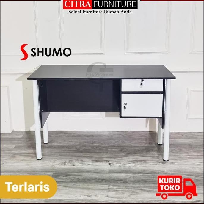 SHUMO Meja Tulis Kantor Kaki Besi Bulat n Houston Series | Meja Kerja Belajar Komputer
