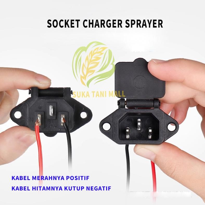 Promo Cod Rumah Charger Sprayer Elektrik Socket Cas Aki Battery Knapsack 3 Pin ...