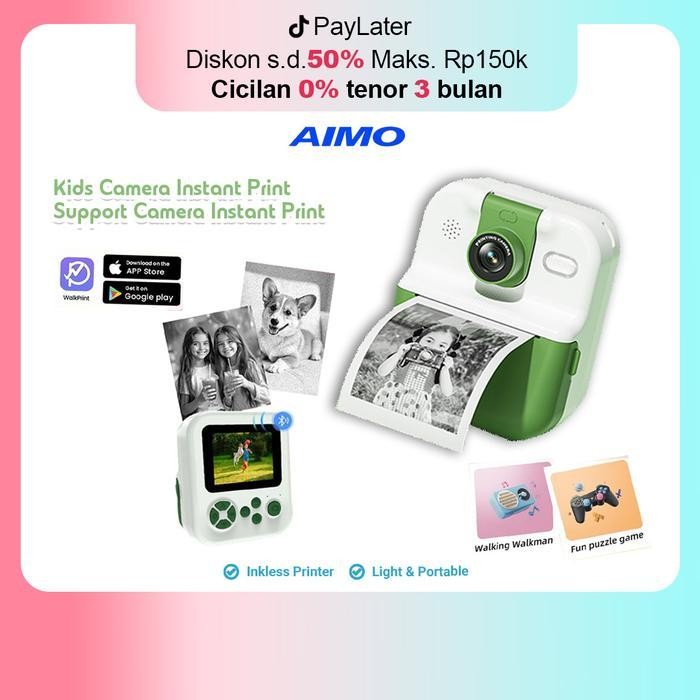 FPS AIMO P02 Kamera Anak Printing Photo Machine Mini Sticker Label Printer Foto Mirip Polaroid Tanpa