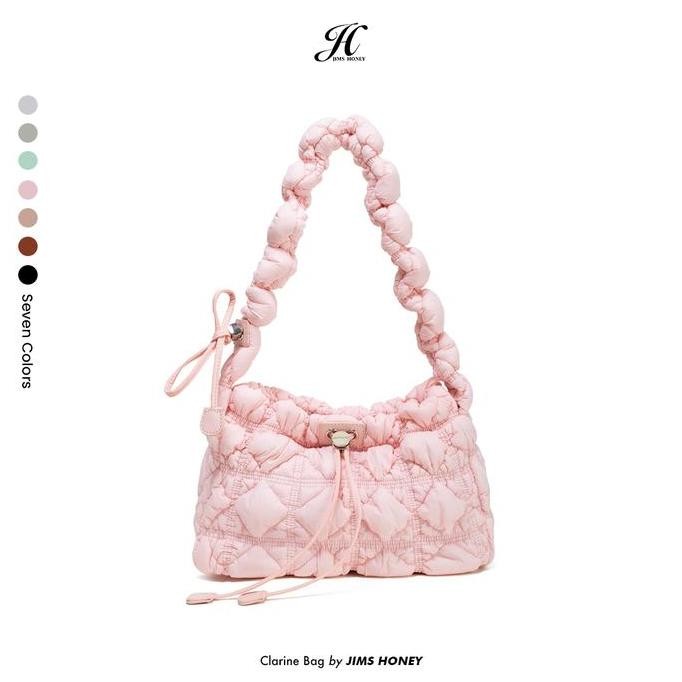PROMO - JIMS HONEY - Clarine Bag - Tas Selempang Wanita Scrunchie Cross Body Puffy Pink Stylish Pita