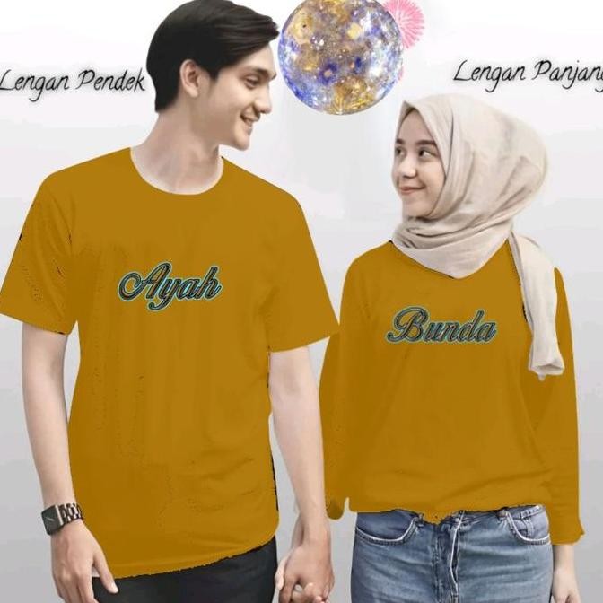 TERBARU - ISI 2PCS (COW1 CEW1) KAOS COUPLE PDLP   AYAH BUNDA-NEON LENGAN PANJANG PENDEK DEWASA COWOK