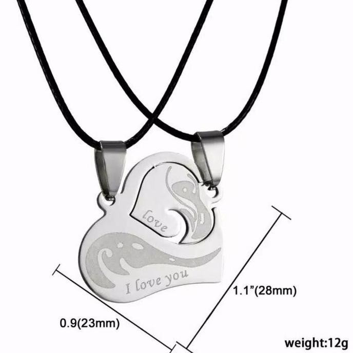 PROMO - Kalung SEPASANG Hati Couple Fairy Tail Titanium Antikarat impor korea