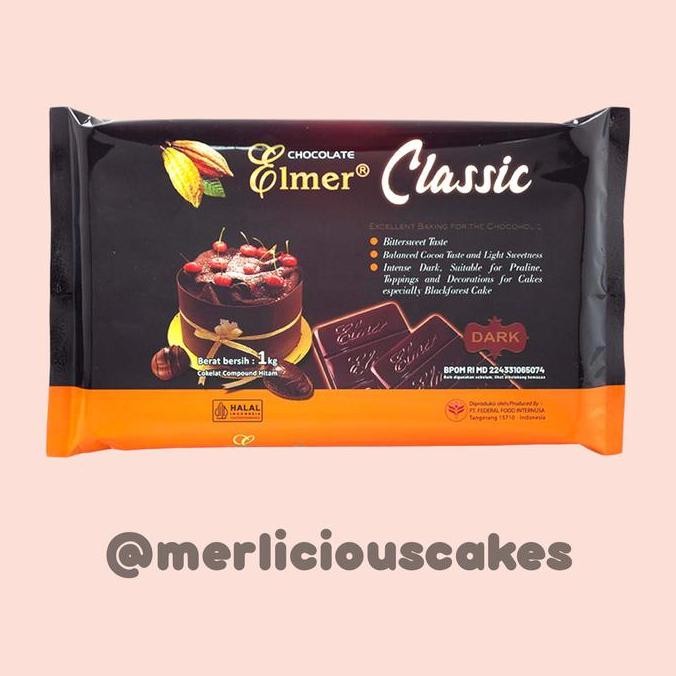populer] Elmer Classic Dark Chocolate Compound 1 Kg Coklat Batangan Dark Cooking Chocolate DCC