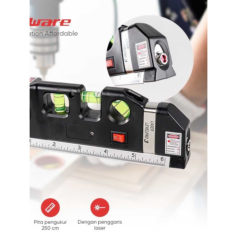Penggaris Meteran Laser Alat Pengukur Kemiringan Waterpass Penggaris Laser Tukang Bangunan / Penggar