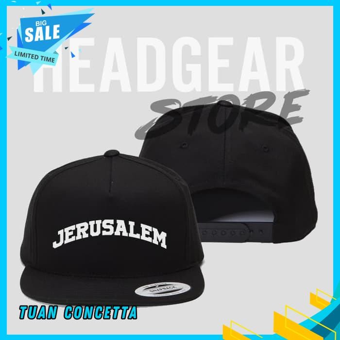 TOPI SNAPBACK HAT CAP DISTRO JERUSALEM SABLON POLOS CUSTOM INDONESIA PRIA WANITA UNISEX KEREN KATA L