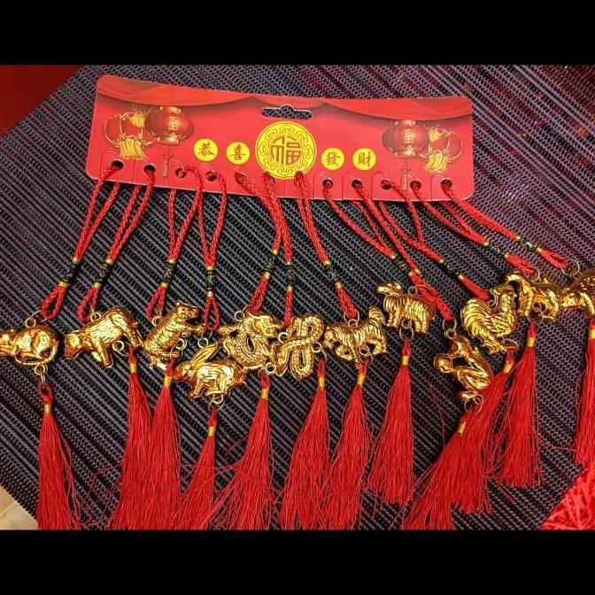^^^^^] Gantungan Sincia 12 Shio Gold Pendant 12 Zodiac Chinese Kado Dekorasi
