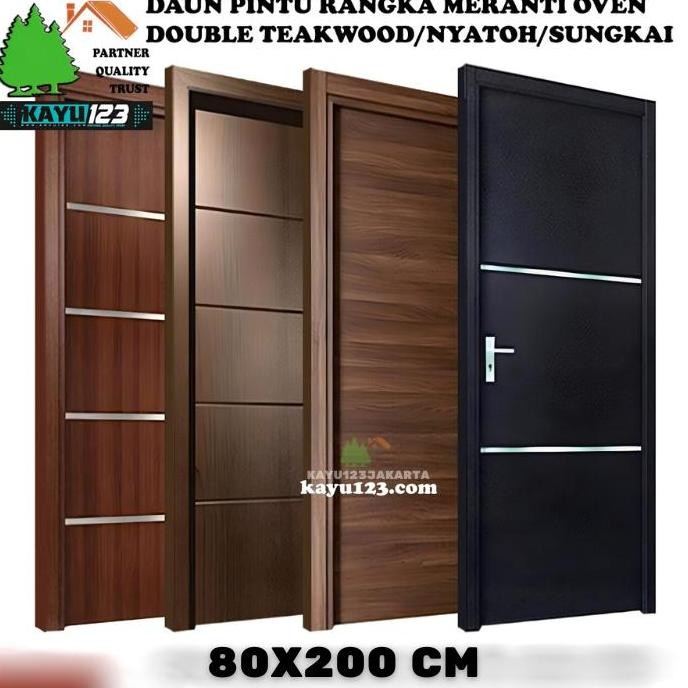 DAUN PINTU MINIMALIS 80X200 CM DOUBLE TEAKWOOD / NYATOH / SUNGKAI #206 ORIGINAL DAN TERPERCAYA