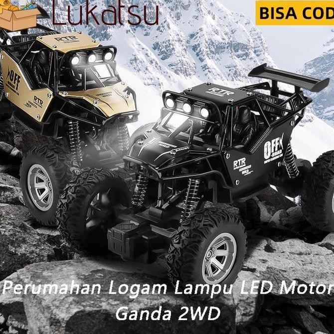 PROMO DISKON - Mobil Remote Control Mobil Mainan Off Road Truk Logam Dual Motor + Lampu LED Rock Cra