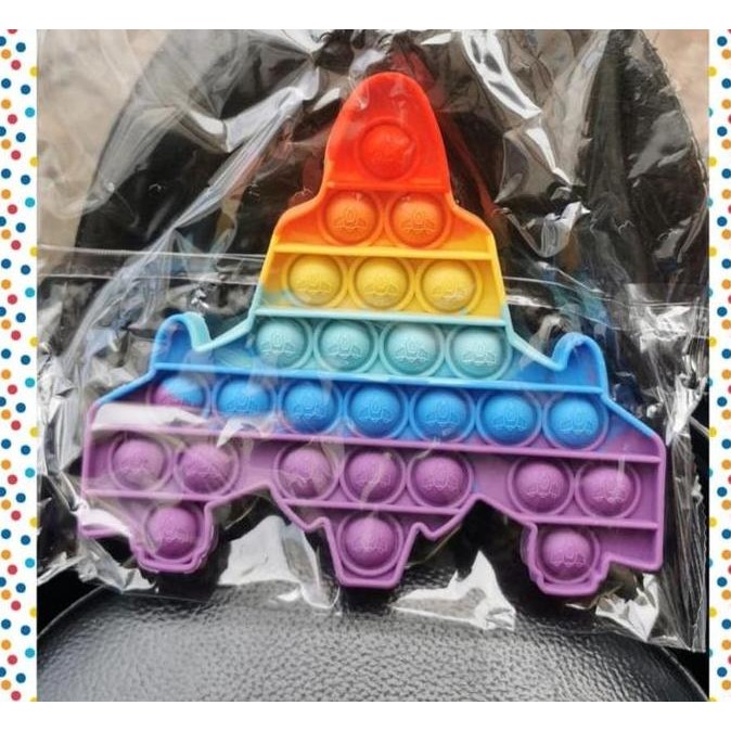 DT16 >> pop it bubble push fidget toys pop it unicorn rainbow warna warni